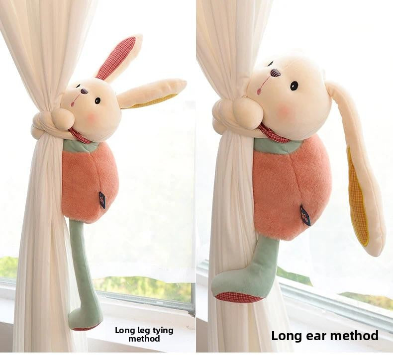 Pull & Stretch stuffed bunny | bunny plush, use as curtain tieback with pullable ears and legs