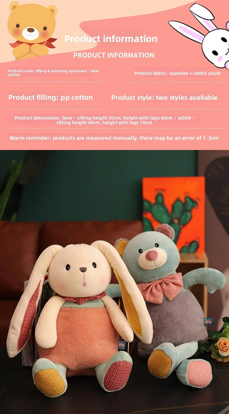 Pull & Stretch stuffed bunny | bunny plush, size & material info for rabbit and bear plush toys